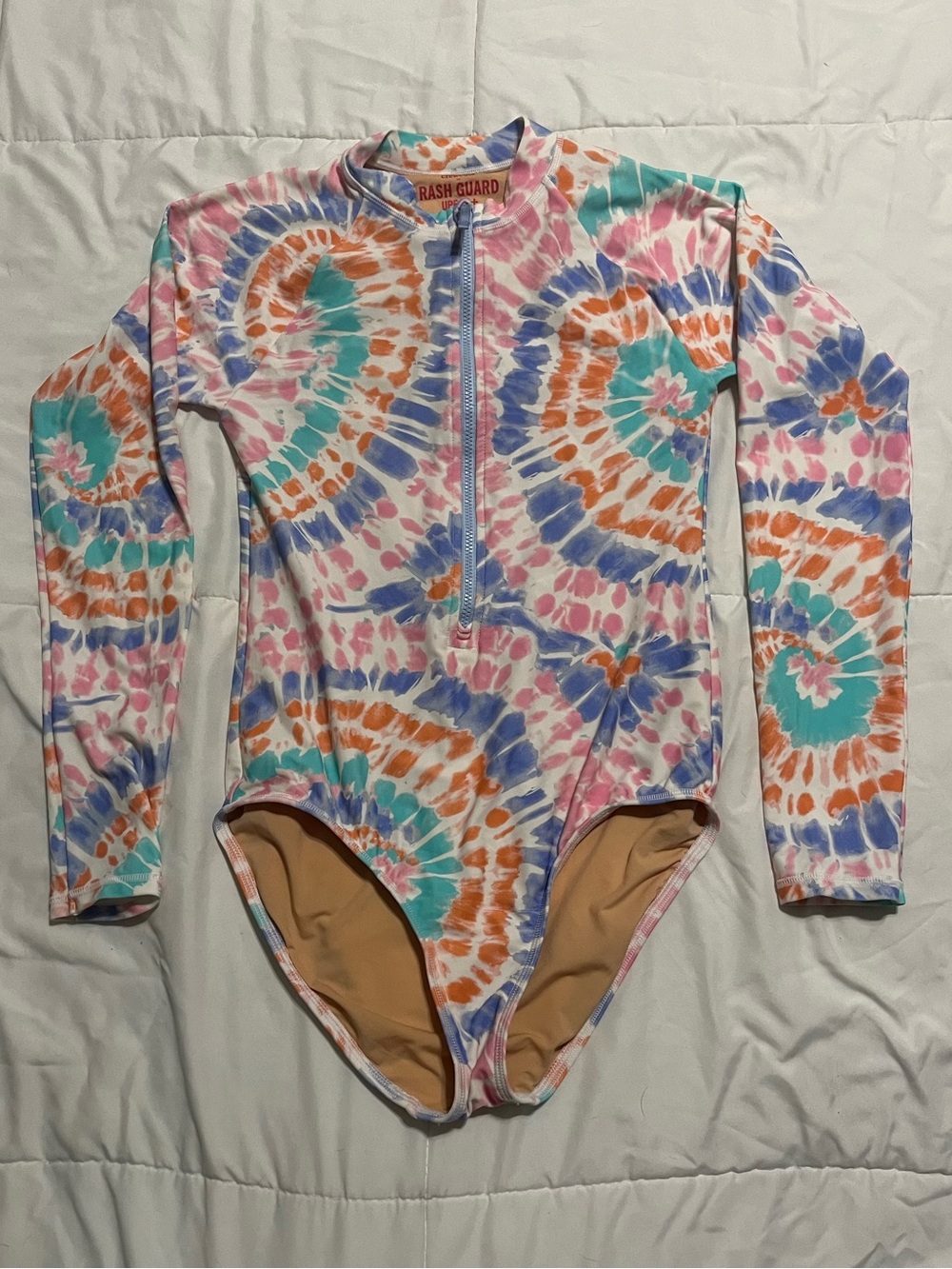 Girls Crewcuts UPF 50 Long Sleeve Swim  One Piece Bathingsuit Colorful